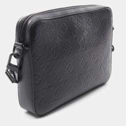 Pre Owned Louis Vuitton Duo Shoulder Bag Leather Monogram Shadow Black