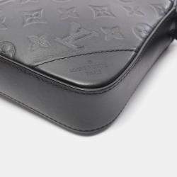 Pre Owned Louis Vuitton Duo Shoulder Bag Leather Monogram Shadow Black