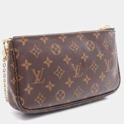 Pre Owned Louis Vuitton Multi Pochette Accessoires Shoulder Bag Coated Canvas Leather Monogram Brown Pink