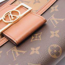 Pre Owned Louis Vuitton Dauphine Mini Monogram Reverse Shoulder Bag In Coated Canvas And Leather  Brown Beige