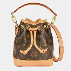 Pre Owned Louis Vuitton Nano Noe Shoulder Bag Monogram Canvas Brown Rfid Handbag