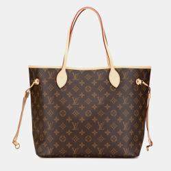 Pre Owned Louis Vuitton Monogram Neverfull Mm Tote Bag Brown Pvc Leather