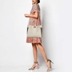 مملوكة مسبقًا حقيبة يد توتس لويس فيتون أون ماي سايد جلد غريج وكانفاس مونوغرام بحجم وسط