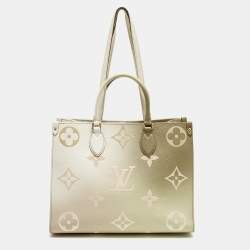 Pre Owned Louis Vuitton Sunset Khaki Monogram Giant Empreinte Leather Onthego MM Bag