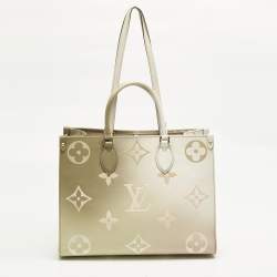 Pre Owned Louis Vuitton Sunset Khaki Monogram Giant Empreinte Leather Onthego MM Bag