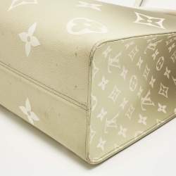 Pre Owned Louis Vuitton Sunset Khaki Monogram Giant Empreinte Leather Onthego MM Bag
