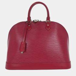 Pre Owned Louis Vuitton Dark Pink Epi Alma GM Handbag