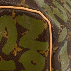 مملوكة مسبقًا Louis Vuitton Khaki Monogram Graffiti Keepall 50 Duffle Bag