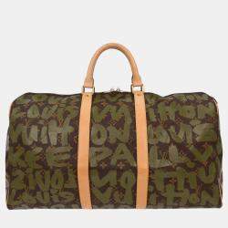 Pre Owned Louis Vuitton Khaki Monogram Graffiti Keepall 50 Duffle Bag
