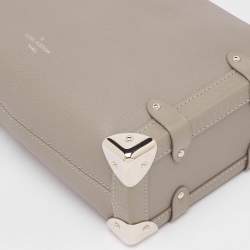 Pre Owned Louis Vuitton Taupe Grey Leather Side Trunk MM Bag