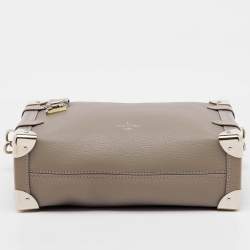 Pre Owned Louis Vuitton Taupe Grey Leather Side Trunk MM Bag