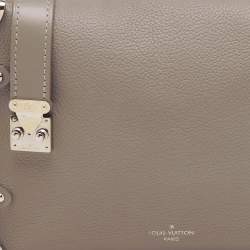 Pre Owned Louis Vuitton Taupe Grey Leather Side Trunk MM Bag