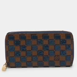 Pre Owned Louis Vuitton Damier Ebene Canvas Paillettes Zippy Wallet