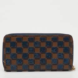 Pre Owned Louis Vuitton Damier Ebene Canvas Paillettes Zippy Wallet
