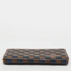 Pre Owned Louis Vuitton Damier Ebene Canvas Paillettes Zippy Wallet