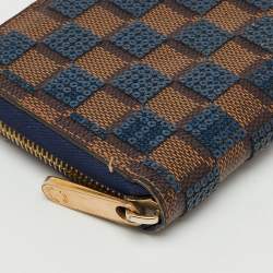 Pre Owned Louis Vuitton Damier Ebene Canvas Paillettes Zippy Wallet