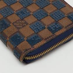 Pre Owned Louis Vuitton Damier Ebene Canvas Paillettes Zippy Wallet