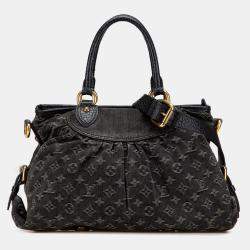 Pre Owned Louis Vuitton Black Monogram Denim Neo Cabby MM