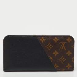 Pre Owned Louis Vuitton Black Monogram Canvas and Leather Kimono Wallet