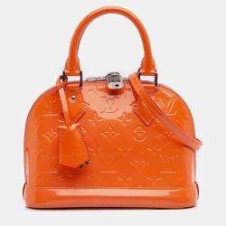 Pre Owned Louis Vuitton Orange Monogram Vernis Alma BB