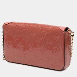 Pre Owned Louis Vuitton Pink Monogram Vernis Pochette Felicie Valentine Dog