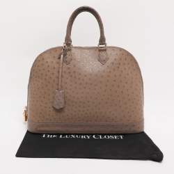 Pre Owned Louis Vuitton Gris Ostrich Alma GM Bag