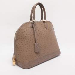 Pre Owned Louis Vuitton Gris Ostrich Alma GM Bag