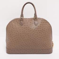 Pre Owned Louis Vuitton Gris Ostrich Alma GM Bag