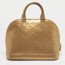 Pre Owned Louis Vuitton Beige Poudre Monogram Vernis Alma PM Bag