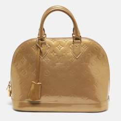 Pre Owned Louis Vuitton Beige Poudre Monogram Vernis Alma PM Bag
