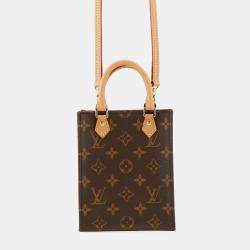 Pre Owned Louis Vuitton Petit Sac Plat Brown Monogram