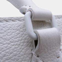 Pre Owned Louis Vuitton Rock Me Tote Blanc Grained Calf Leather Size Pm