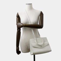 Pre Owned Louis Vuitton Rock Me Tote Blanc Grained Calf Leather Size Pm