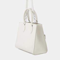 Pre Owned Louis Vuitton Rock Me Tote Blanc Grained Calf Leather Size Pm