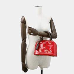 Pre Owned Louis Vuitton Alma Scarlet Monogram Vernis Leather Size Bb