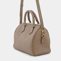Pre Owned Louis Vuitton Speedy Bandouliere Tourterelle Monogram Empreinte Leather Size 25
