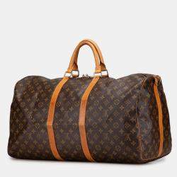 Pre Owned Louis Vuitton Brown Monogram Keepall Bandouliere 55