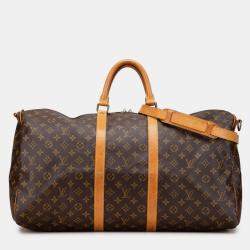 Pre Owned Louis Vuitton Brown Monogram Keepall Bandouliere 55