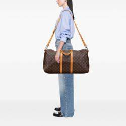 Pre Owned Louis Vuitton Brown Monogram Keepall Bandouliere 55