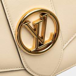 Pre Owned Louis Vuitton White Calfskin LV Pont 9 Soft MM