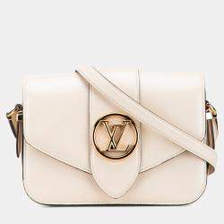 Pre Owned Louis Vuitton White Calfskin LV Pont 9 Soft MM
