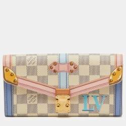 Pre Owned Louis Vuitton Damier Azur Canvas Summer Trunks Sarah Wallet