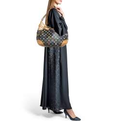 Pre Owned Louis Vuitton Black Multicolor Monogram Canvas Greta Bag