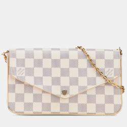 Pre Owned Louis Vuitton White Damier Azur Pochette Felicie