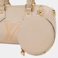 Pre Owned Louis Vuitton Papillon BB Cream, Saffron Monogram Empreinte Leather Shoulder Bag