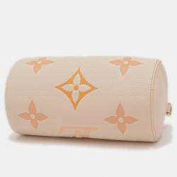 Pre Owned Louis Vuitton Papillon BB Cream, Saffron Monogram Empreinte Leather Shoulder Bag