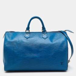 Pre Owned Louis Vuitton Toledo Blue Epi Leather Vintage Speedy 40 Bag