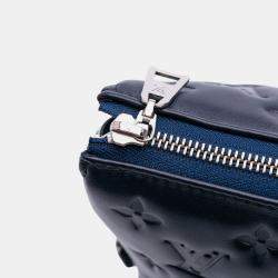 Pre Owned Louis Vuitton Navy Blue Monogram Embossed Puffy Lambskin Coussin PM