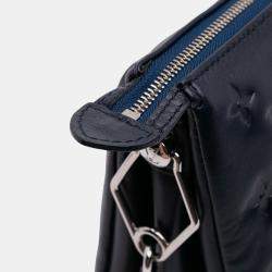 Pre Owned Louis Vuitton Navy Blue Monogram Embossed Puffy Lambskin Coussin PM
