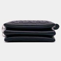 Pre Owned Louis Vuitton Navy Blue Monogram Embossed Puffy Lambskin Coussin PM